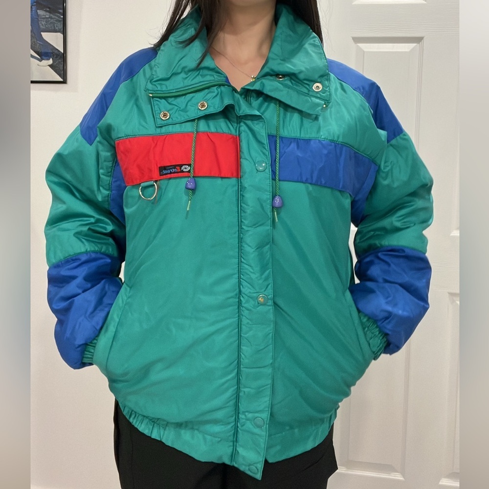 Club Summit Vintage Ski Jacket 90s Colorblock Windbreaker Snow Coat Unisex M L